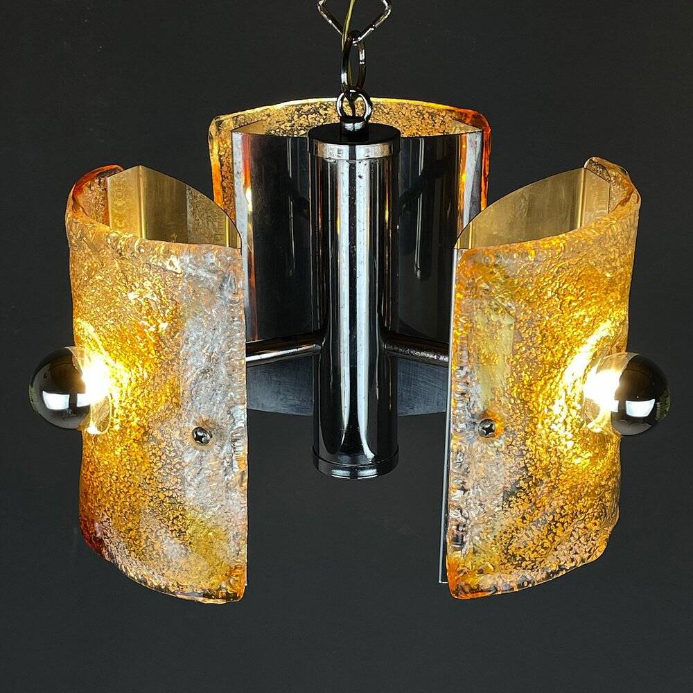 Murano glass chandelier ice mid-century by Av Mazzega, Italy, 1970s