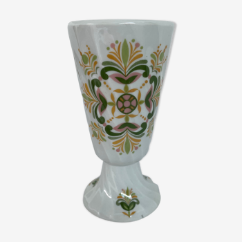 Vase motif floral stylisé porcelaine ouragan ulysse Paris années 1970, france
