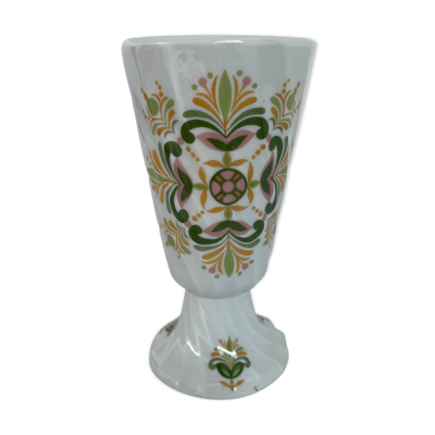 Vase motif floral stylisé porcelaine ouragan ulysse Paris années 1970, france