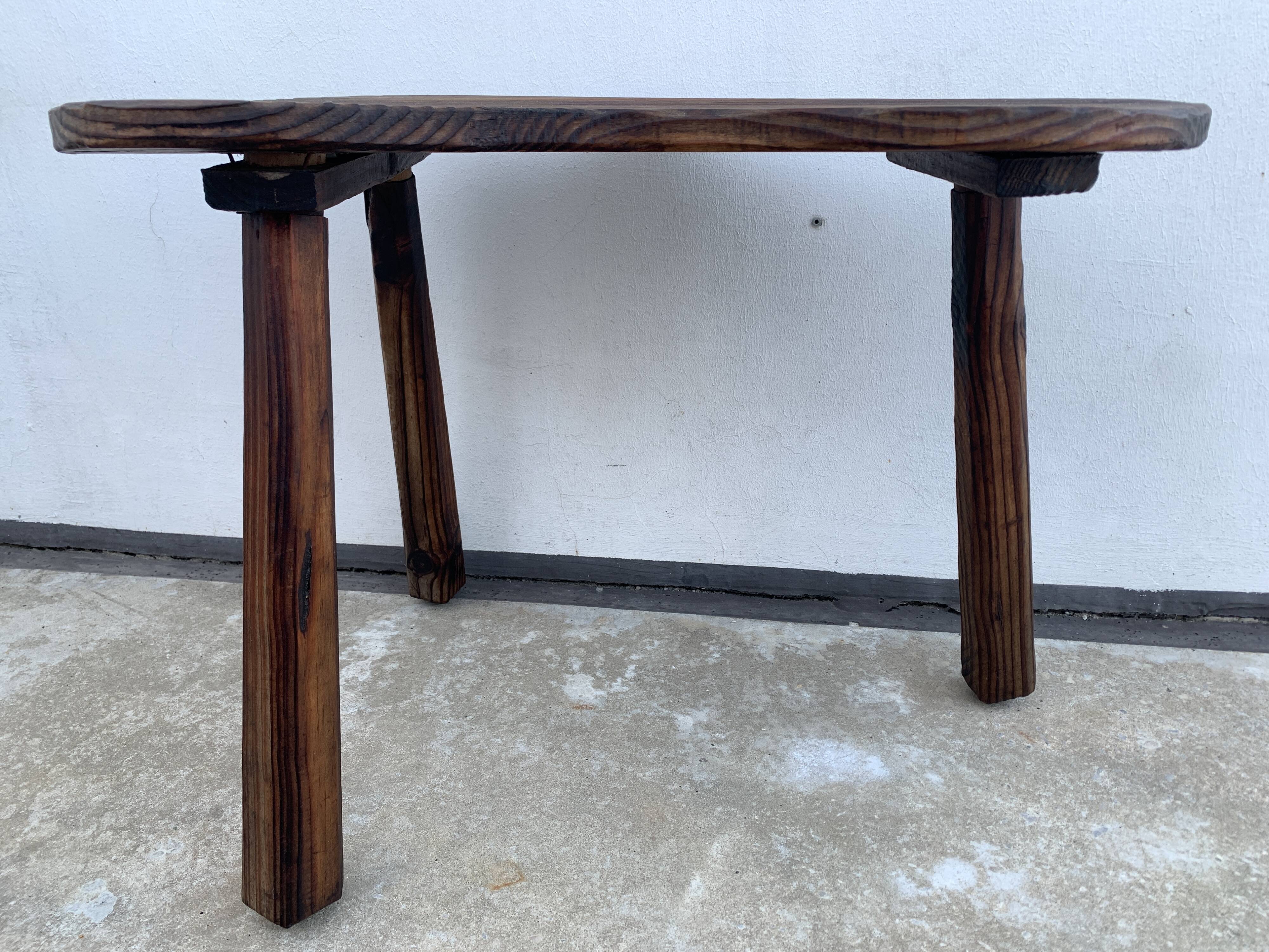 Antique farmhouse coffee table, wooden tripod
