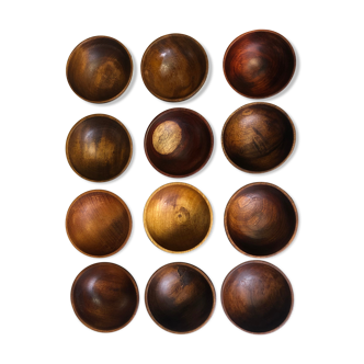 Set of 12 wooden bowls