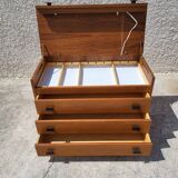 Vintage Scandinavian teak chest of drawers with 3 drawers and a chest