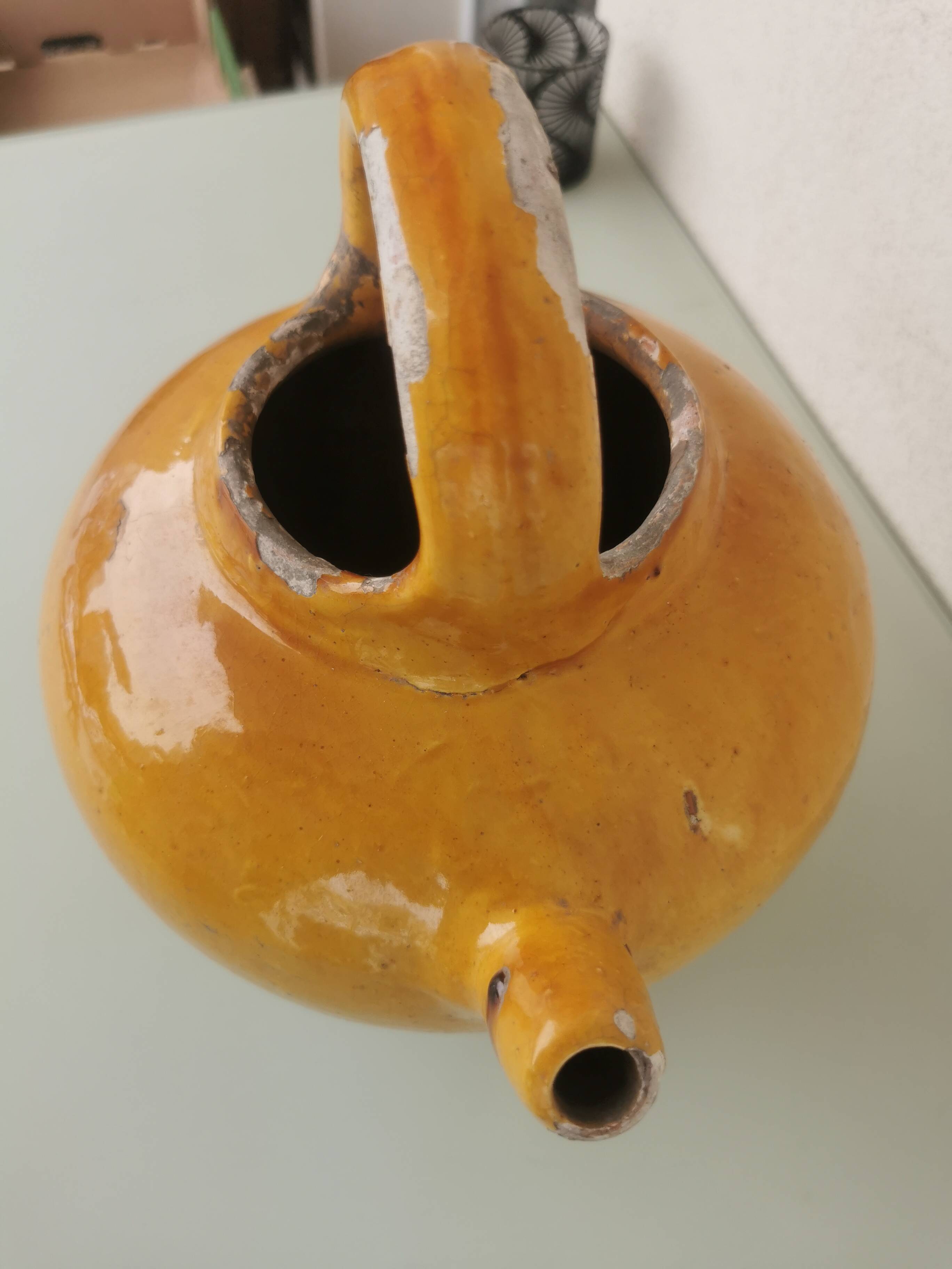 Yellow stoneware jug