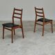 Pair of Scandinavian style leather and wood chairs 1970