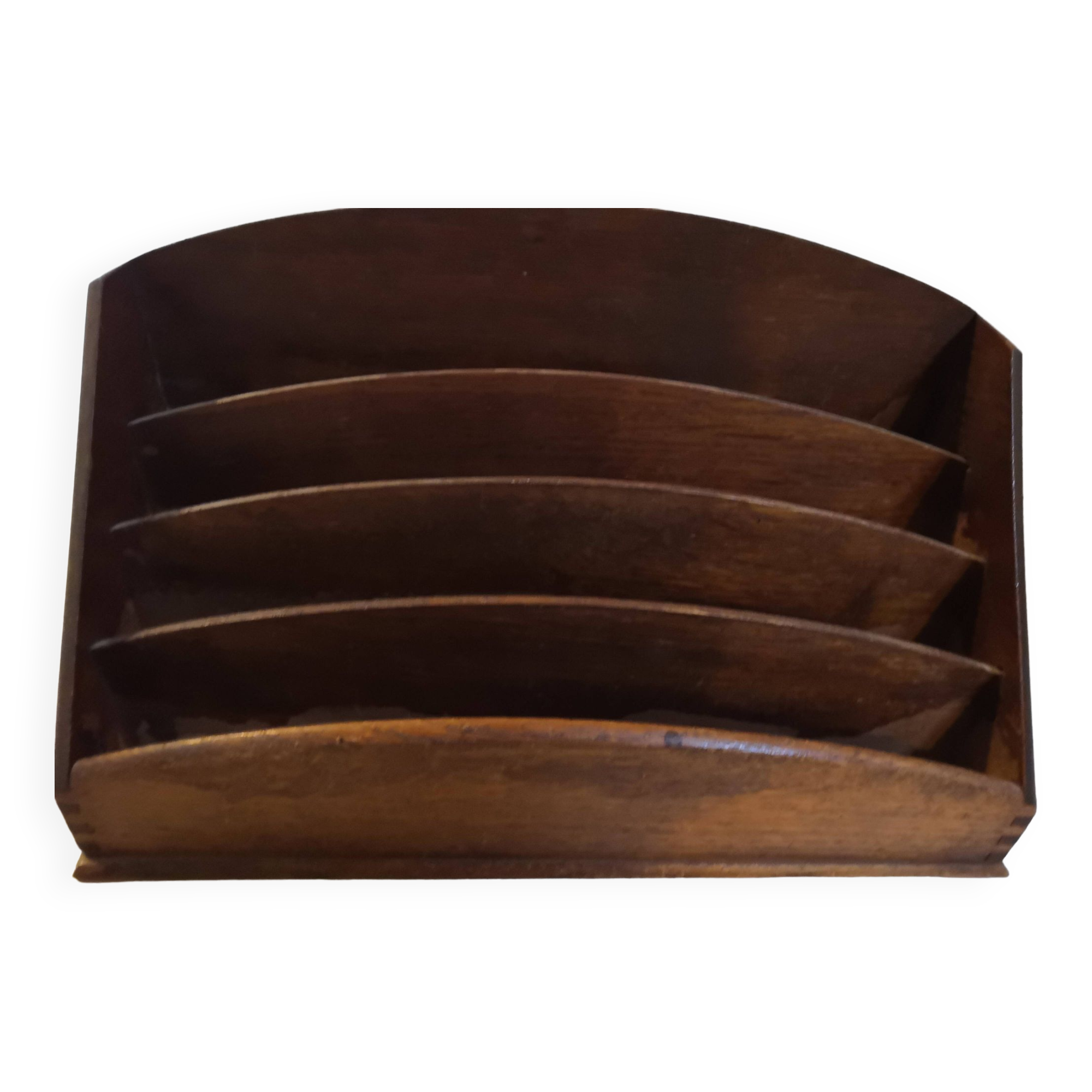 Mail organizer vintage wooden document holder 1950