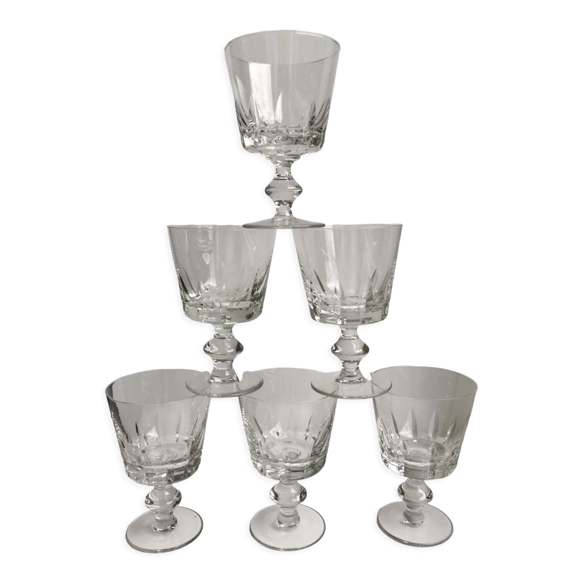 Lot de 6 verres à vin en cristal début XXème