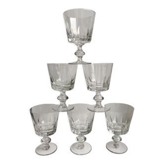 set of 6 crystal wine glasses early twentieth century