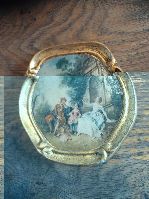 Photo holder frame golden wood lancret patinated