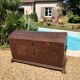 19th-century curved antique wooden chest