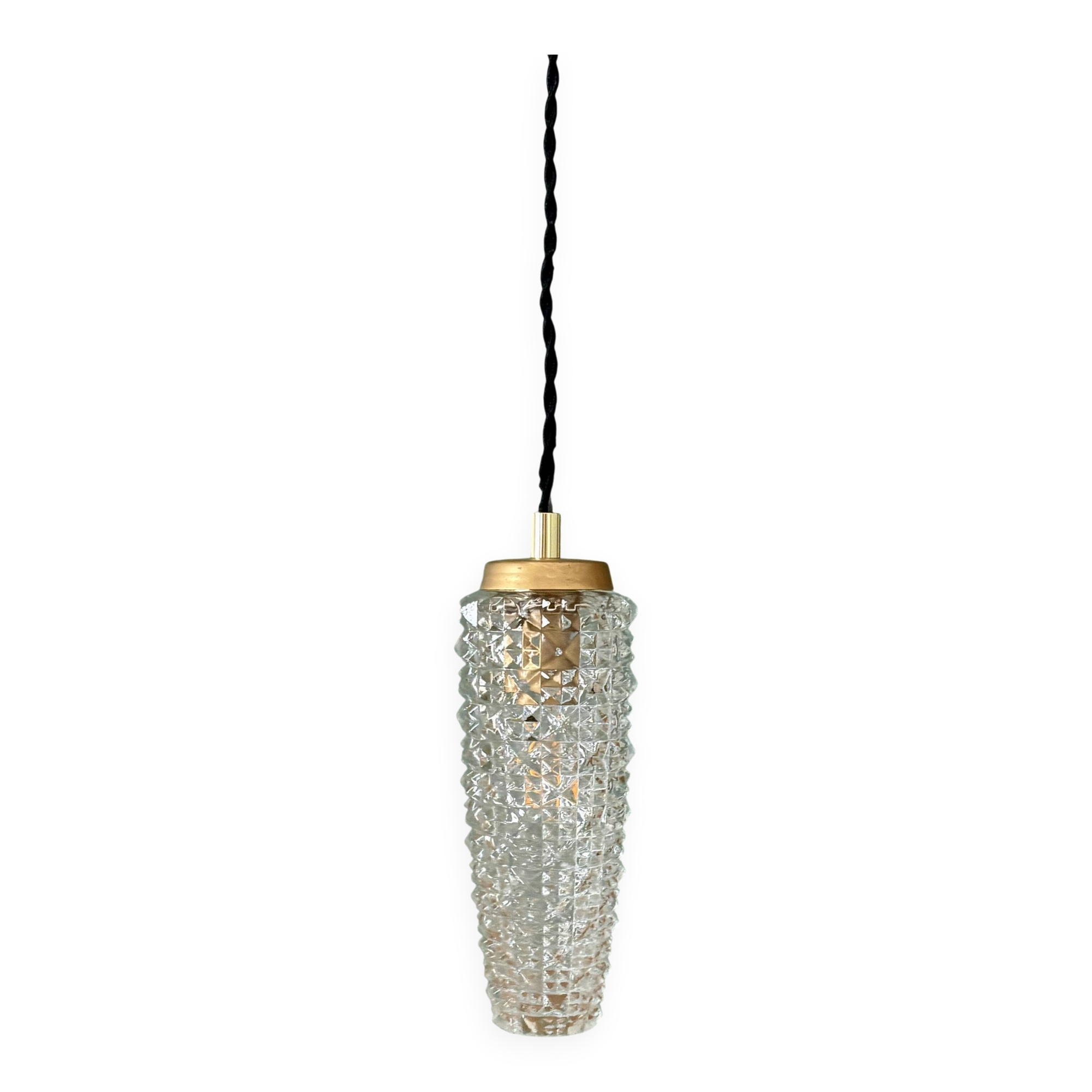 Vintage glass tulip suspension with diamond tip (SE10)