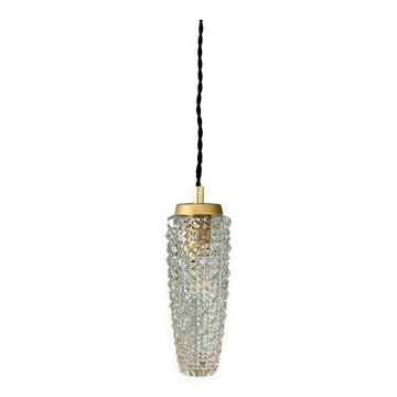 Suspension tulipe épis vintage en verre pointe de diamant (SE10)