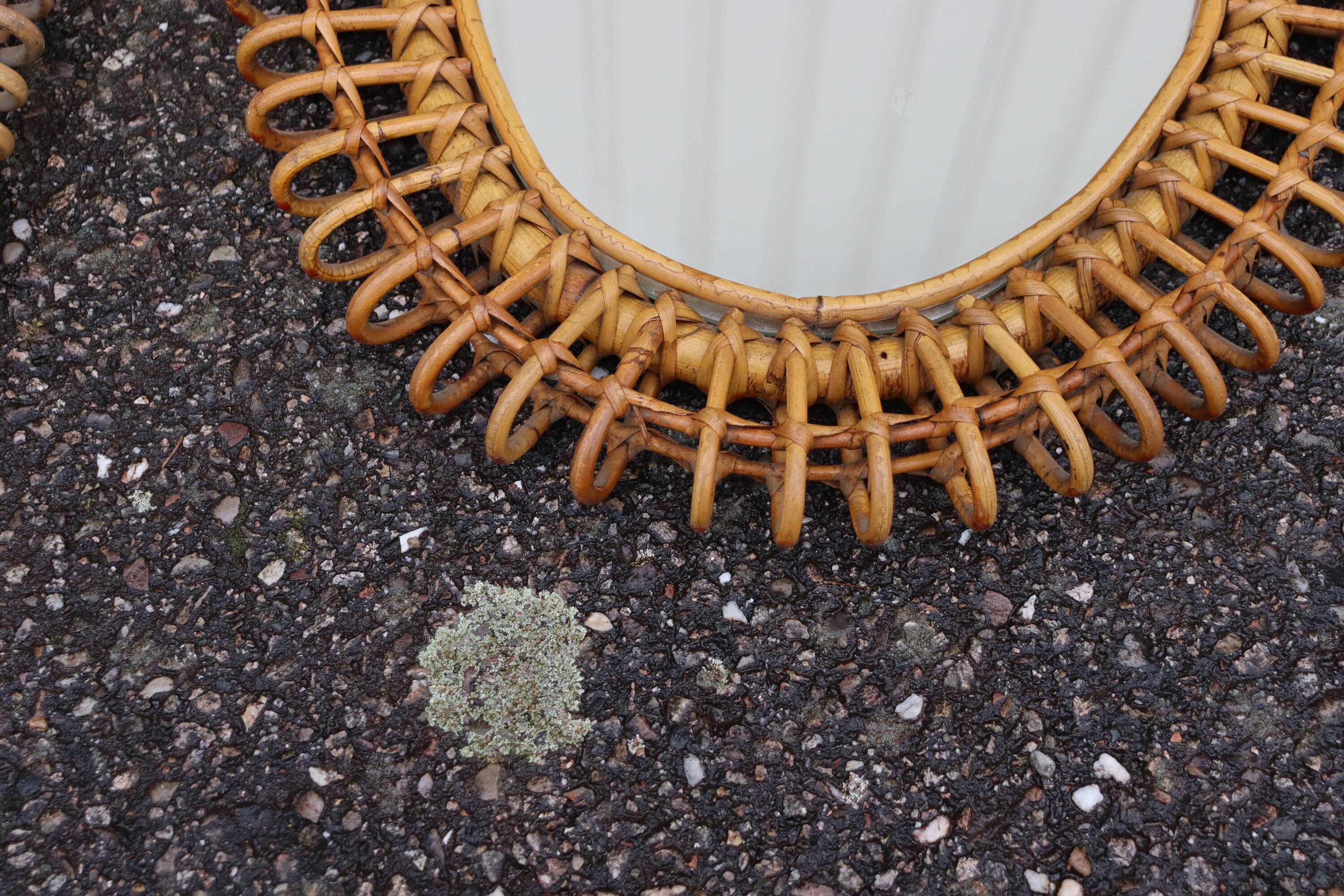 Pair of rattan mirrors attributed to Franco Albini, Italy 1950.