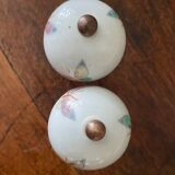 pair of antique painted porcelain knob handles