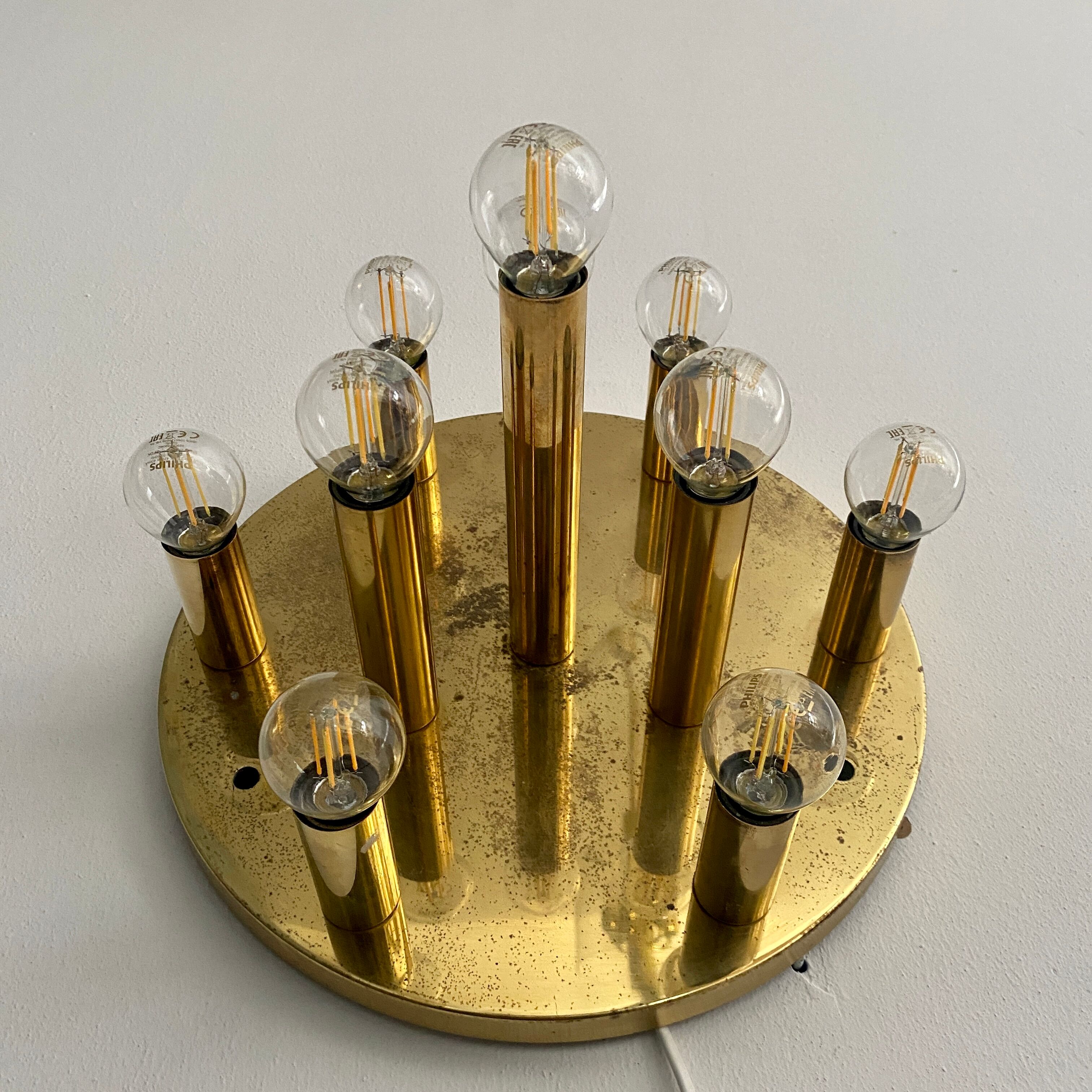 Plafonnier en laiton 10 ampoules 1960