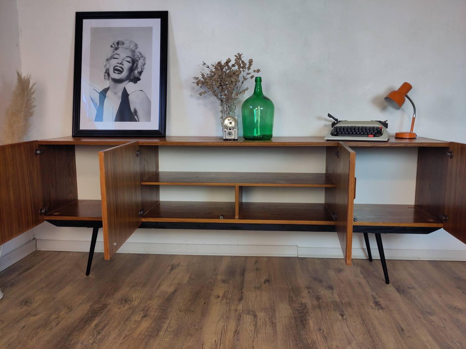 Scandinavian teak and metal sideboard