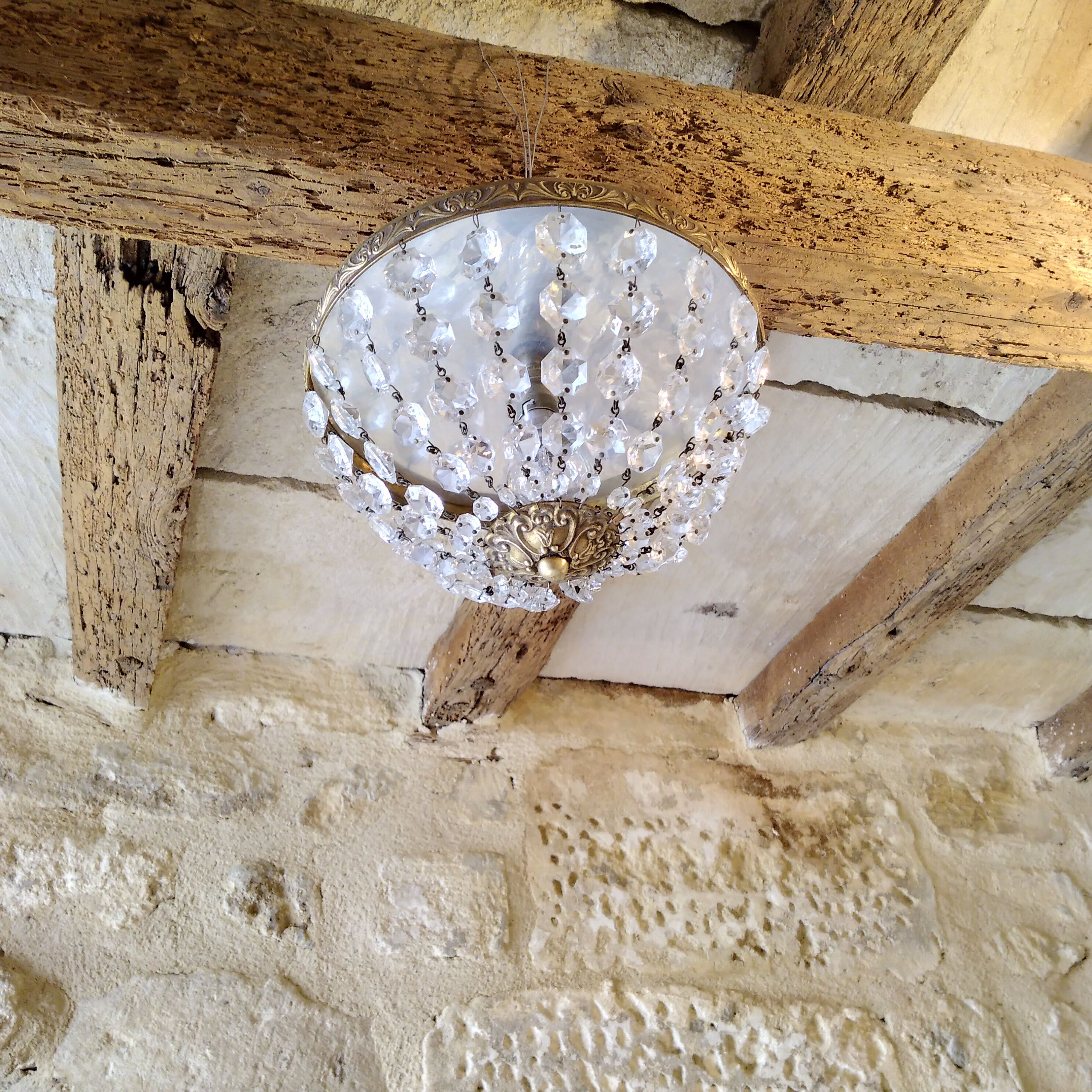 Crystal pendeloques basket ceiling light