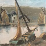 Old painting Max Erich Nicolas XXth Marine