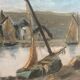 Old painting Max Erich Nicolas XXth Marine