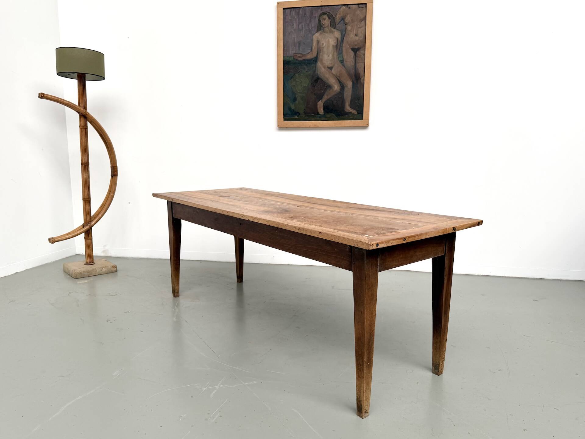 Solid walnut farmhouse table, 1950s.