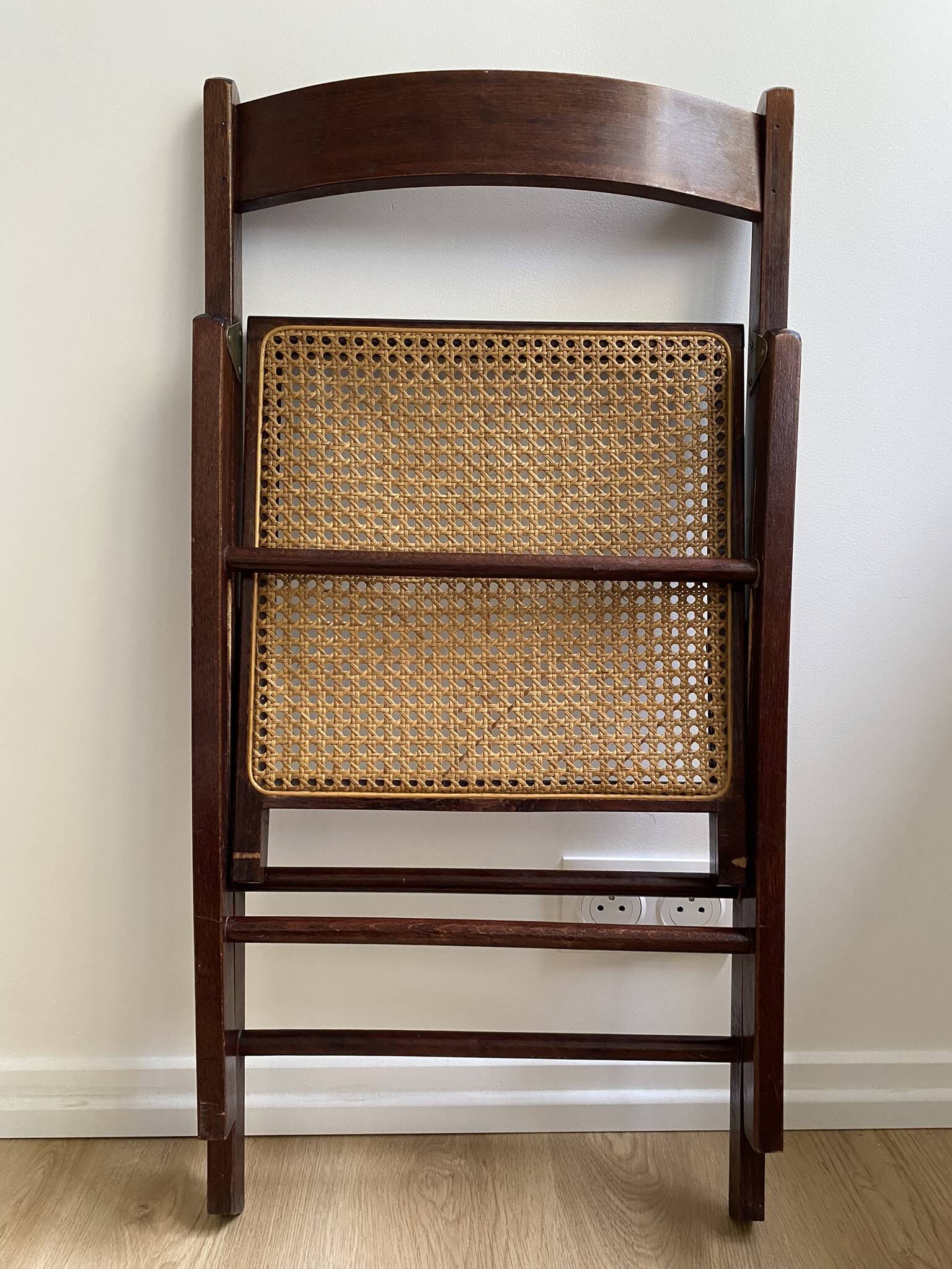 Folding chair occasional chair vintage wooden office chair with cane seat