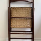 Folding chair occasional chair vintage wooden office chair with cane seat