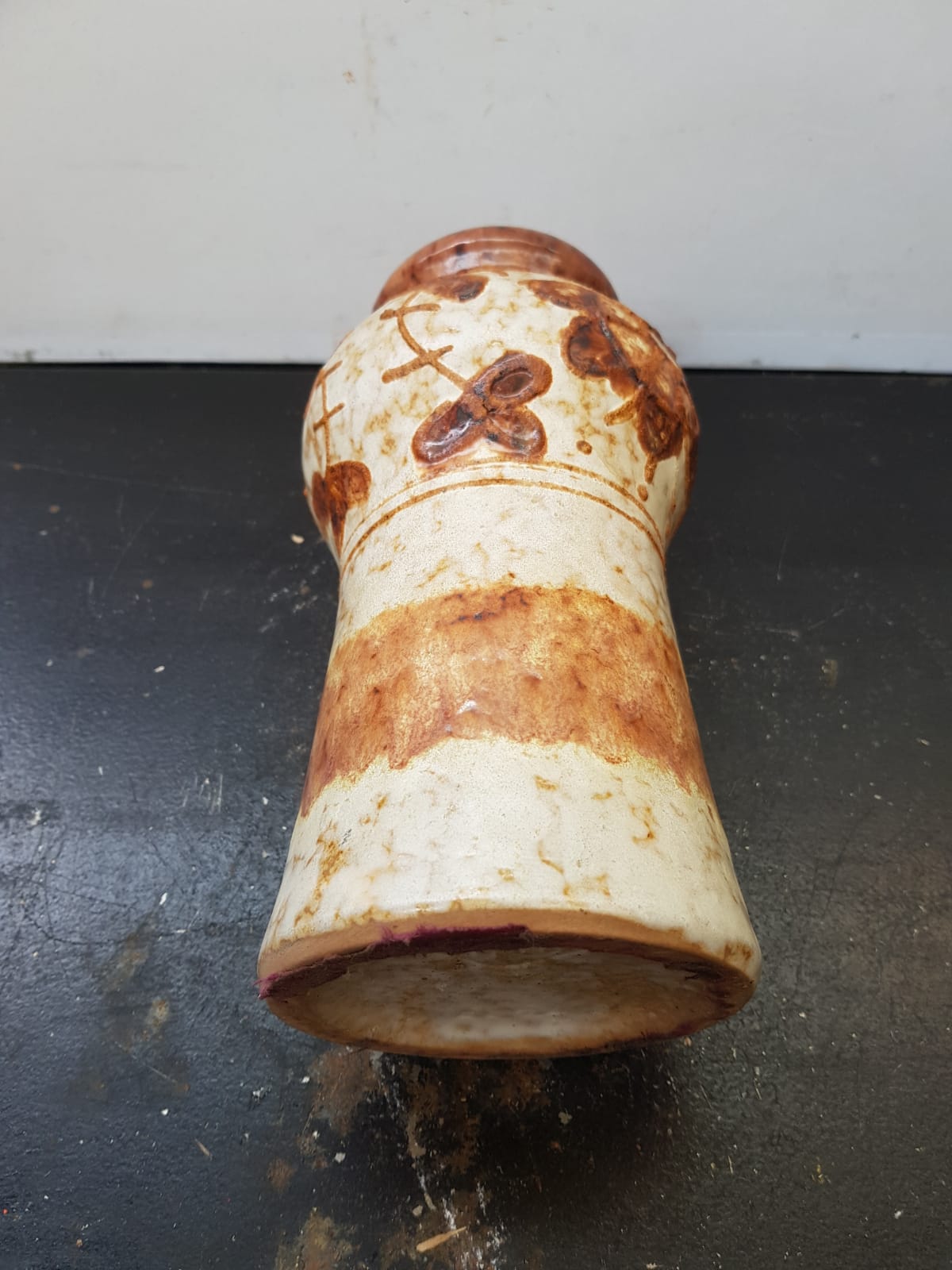 Old Ceramic Vase Beige Decor Brown Vintage