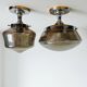 Pair Schoolhouse style semi-flush mount ceiling lamps