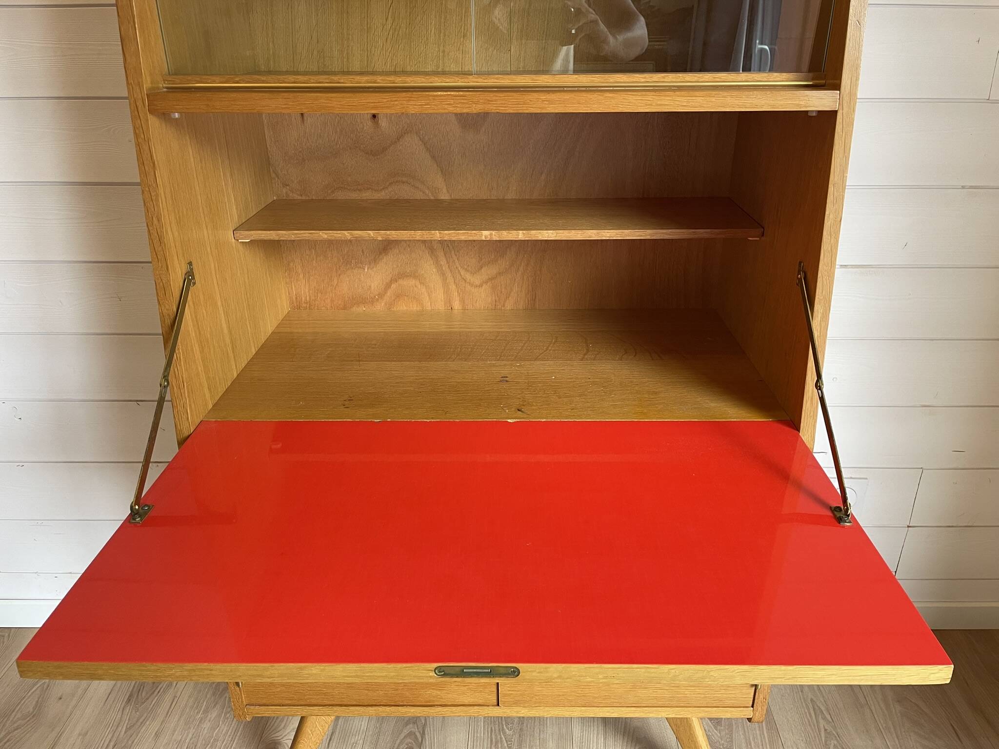 Vintage Scandinavian Secretary Desk 1960s - Oak Colour