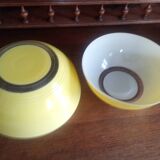 Duralex vintage lemon yellow - 2x glass salad bowls - 23cm & 27cm - france