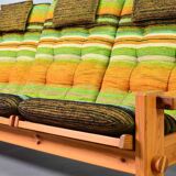 Rainbow Color Yngve Ekstrom Pinewood 3-Seat Dymling Sofa for Swedese 1970s