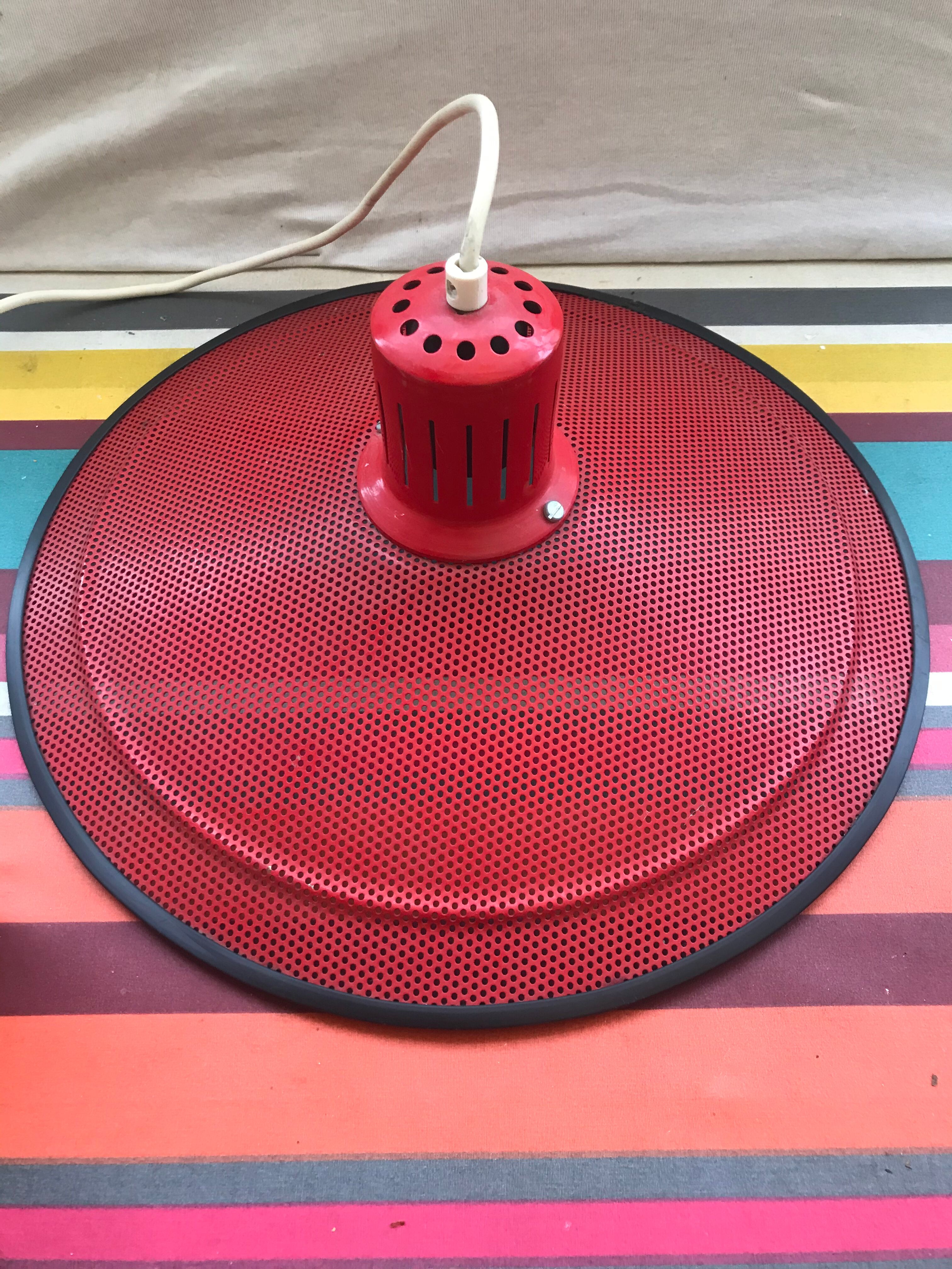 Old design metal perforated suspension in red