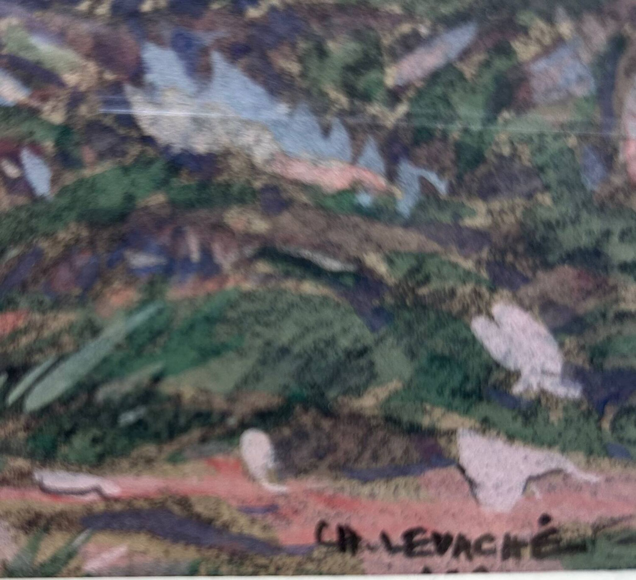 Gouache and charcoal, A hamlet in La Haye, ch. Levaché