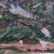 Gouache and charcoal, A hamlet in La Haye, ch. Levaché