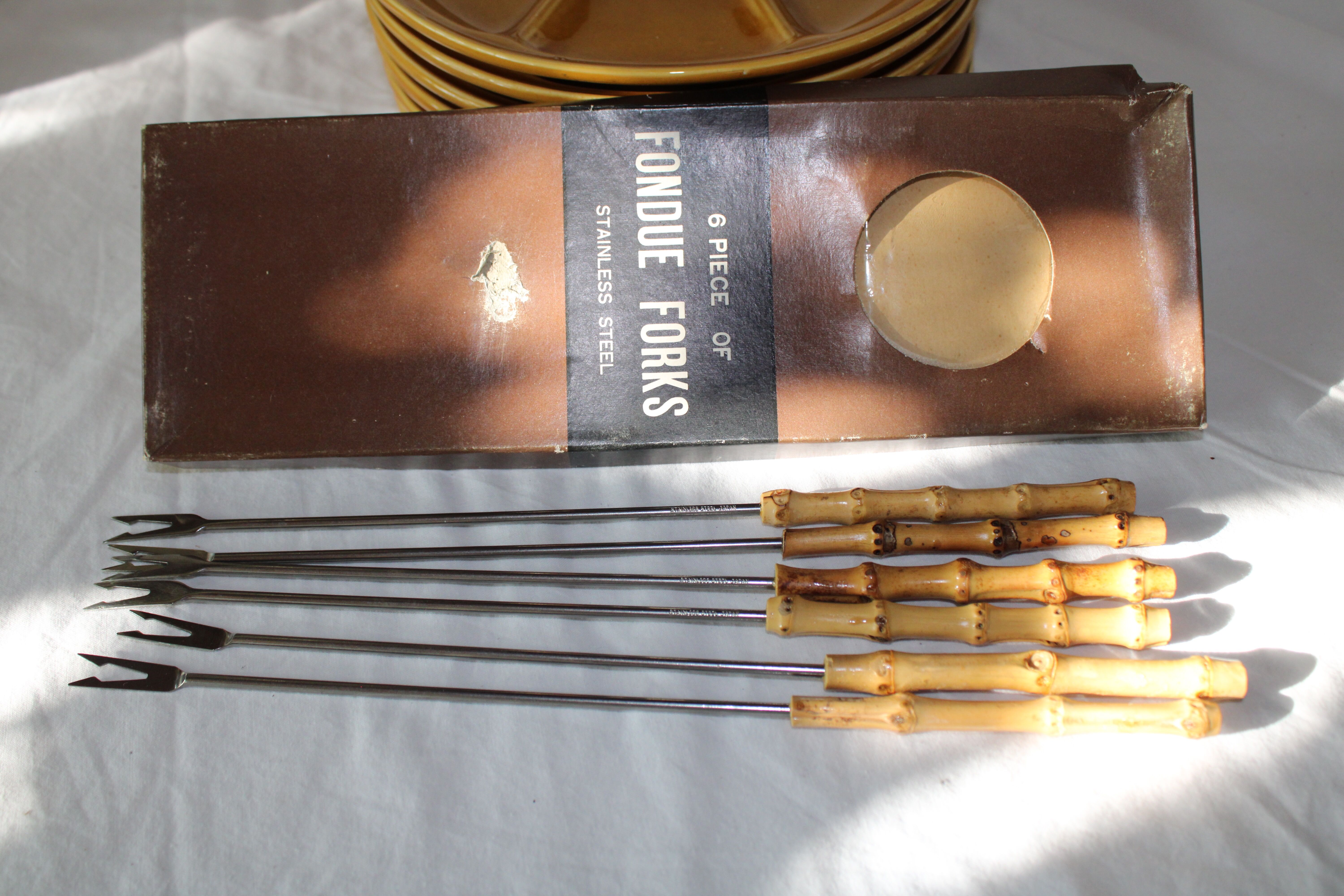 Gien France vintage fondue plates set - forks