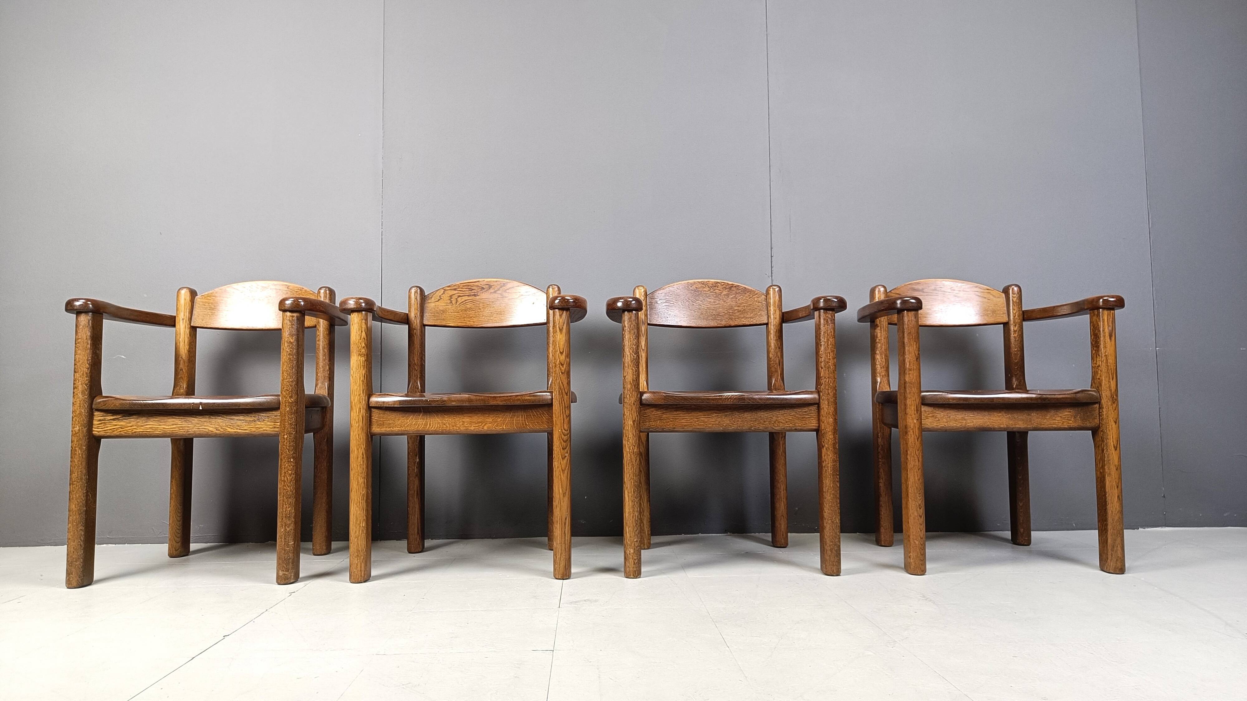 Vintage wooden armchairs made in Belgium, 1970s