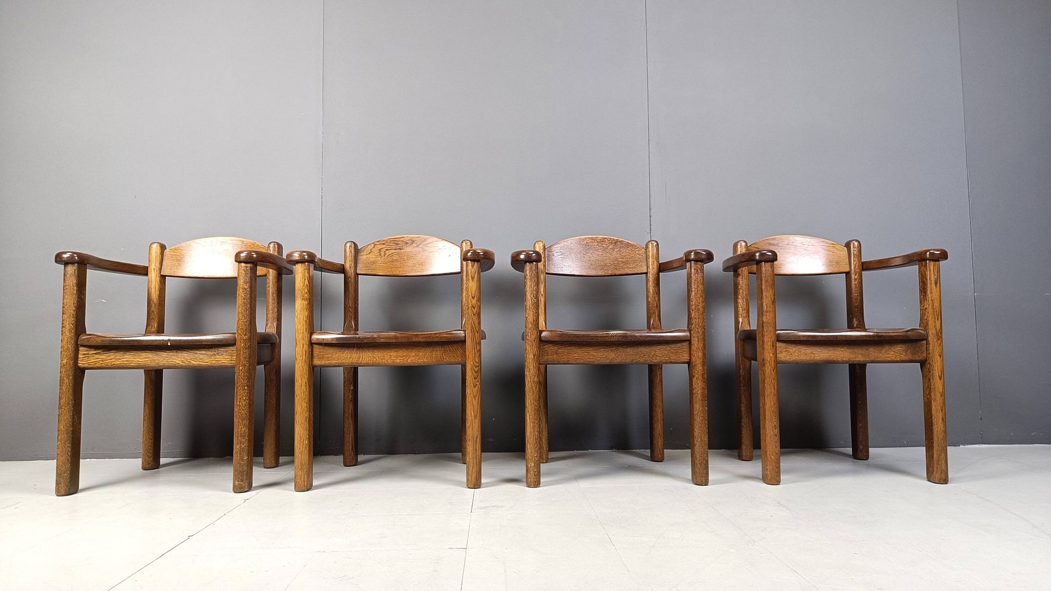 Vintage wooden armchairs made in Belgium, 1970s