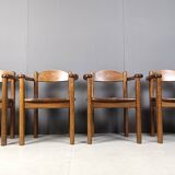 Vintage wooden armchairs made in Belgium, 1970s