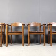Vintage wooden armchairs made in Belgium, 1970s