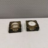 Deux magnifiques bougeoirs « pavés » de Monica Ritterband 2004