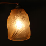 Art deco glass chandelier with Noverdy bird décor