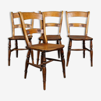 Set de 4 chaises de salle à manger antiques anglaises