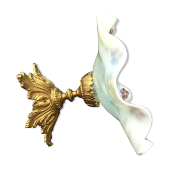 Plafonnier opaline peint 1900