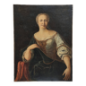 Peinture à l'huile sur toile première moitié du xviiième siècle portrait d'une femme noble 98x74 cm
