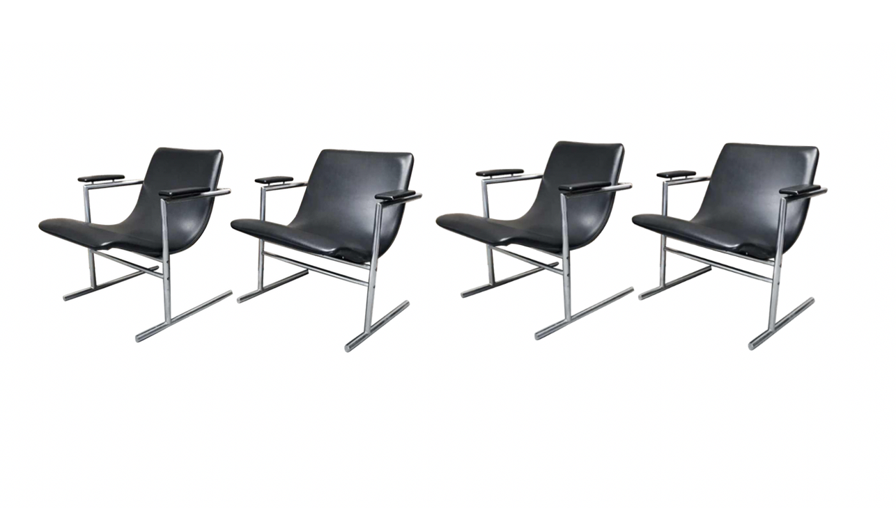 Pair of armchairs " oslo " by rudi verelst for novalux, belgian designer, chrome metal, ca 1970s