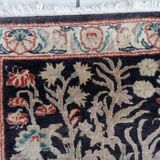Tapis vintage fait main Tabriz – 48 x 64 cm – Noir & Motif Jardin - 1C971