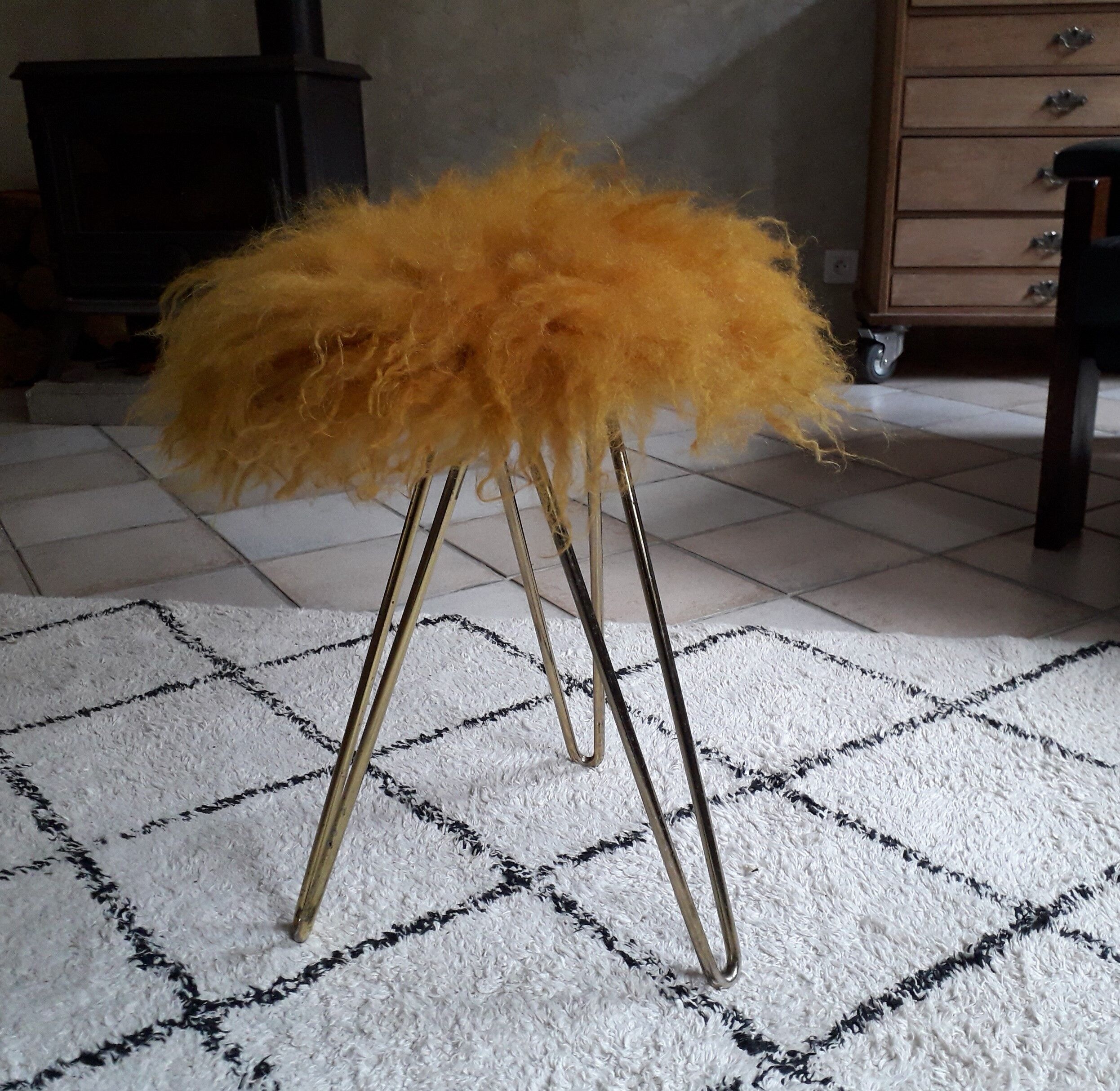 Vintage wool stool