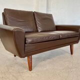 Canapé 2 places g. thams vintage rétro danois du milieu du siècle en cuir de coco des années 60