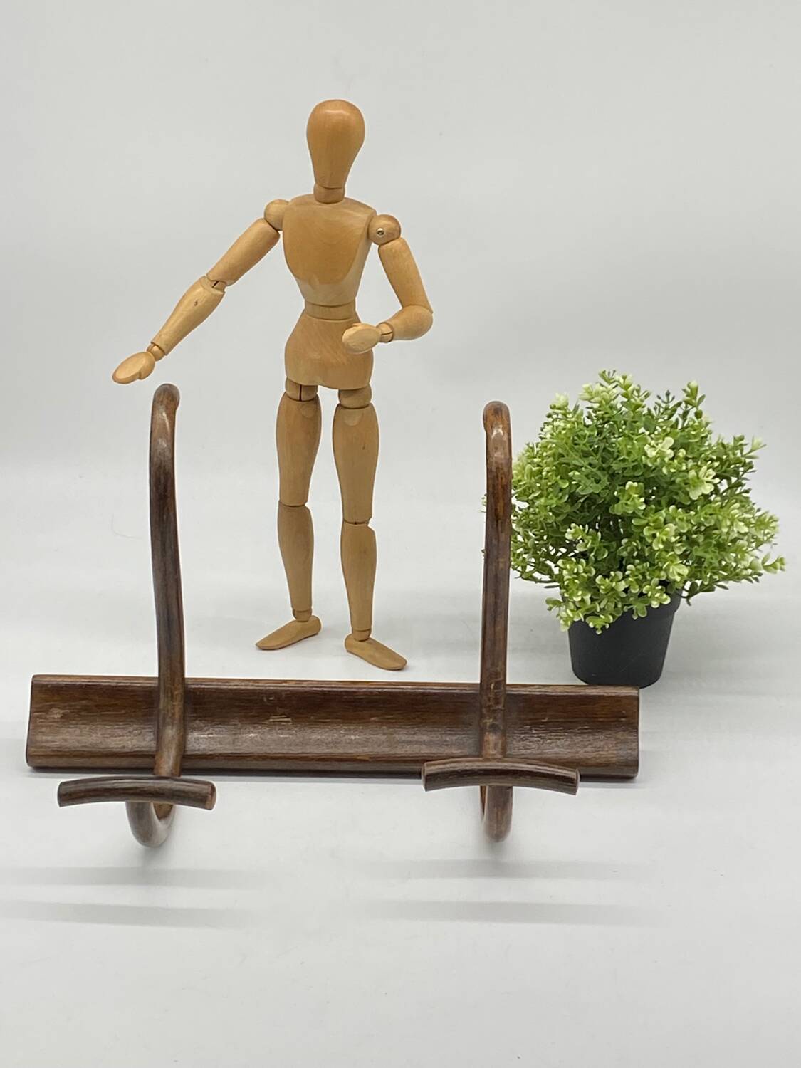 Vintage / antique Fischel curved wooden coat rack