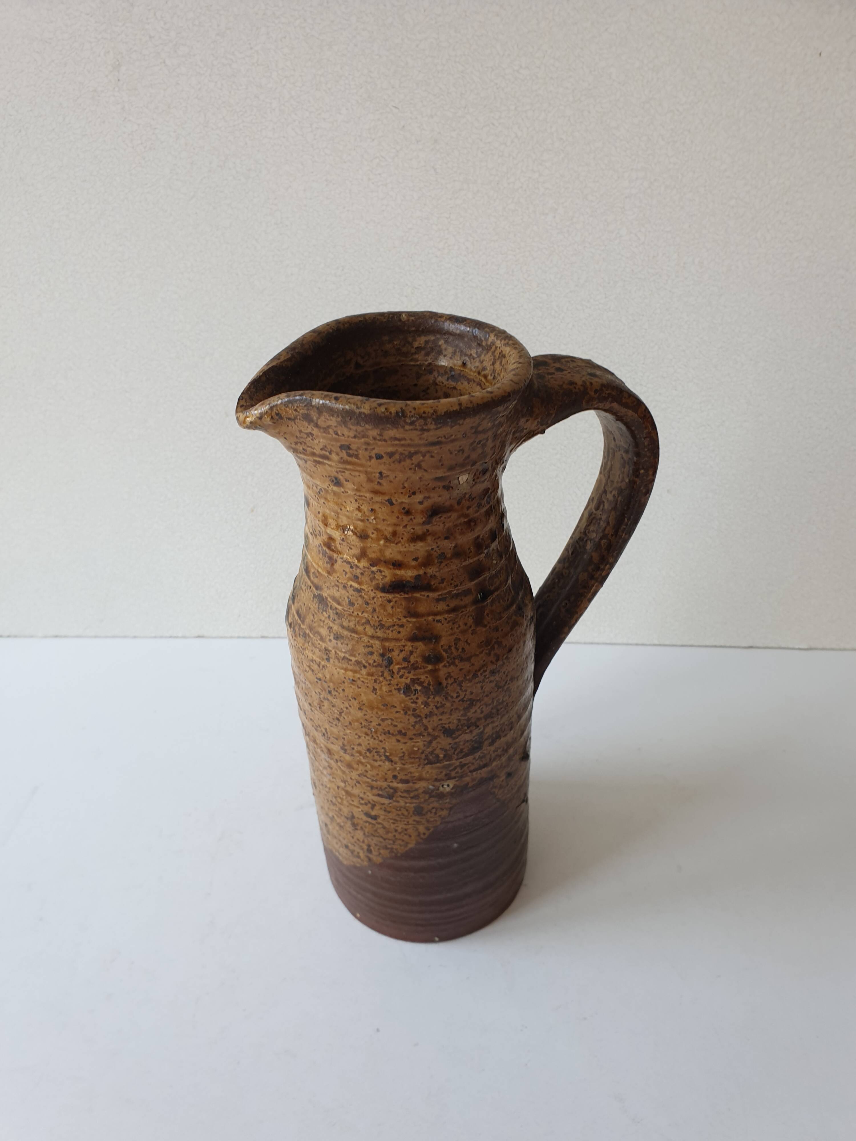 Ceramic pitcher (pyrite stoneware) Signed André Bodin height 22.5cm