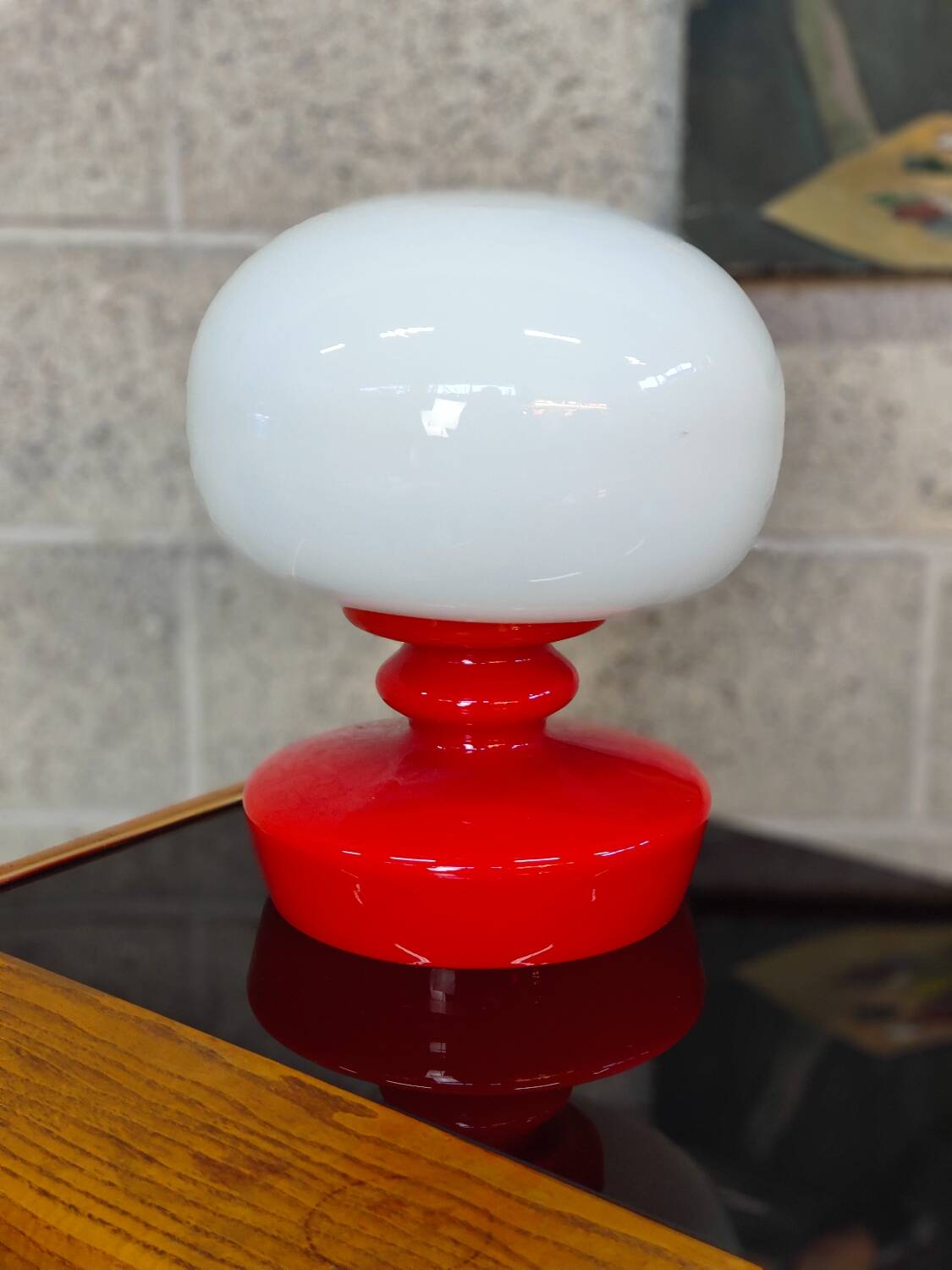 Opaline glass table lamp by Stepan Tabery for Valasske Mezirici 1970